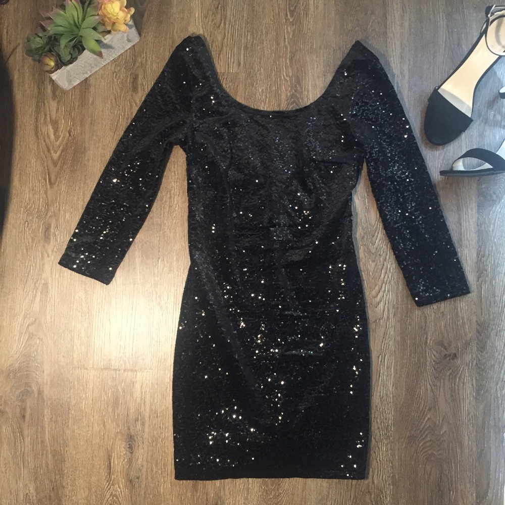 Nordstrom Brand Mimi Chica Black Sequin Dress Sz S